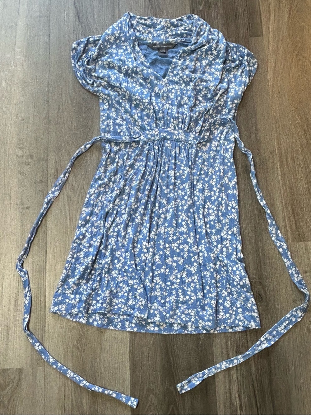 French Connection Blue White Floral Tie Waist Dress Size 0 - Picture 2 of 6